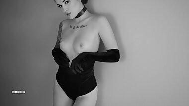 Velvet Crush Teaser (hot Brunette Model gives you a Sexy Tease in B&w)