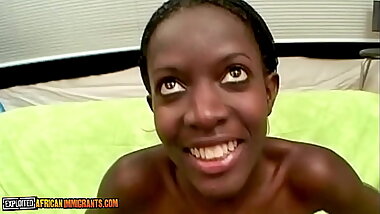 Hot Ebony Teen Grateful For Her European Host She Gladly Sucks Him Off HARD And Swallows His Cum