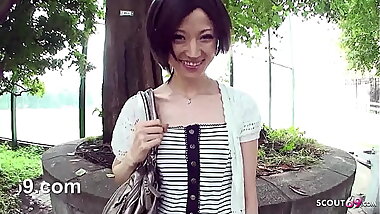 Skinny Japanese Teen tricked to Suck Strangers Dick in Car