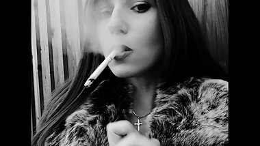 Smoking in my Leather Fur Jacket
